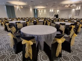 black and gold chaircovers staverton